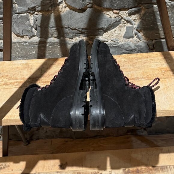 Valentino Black Suede Shearling Lined Winter Hiking Boots - Picture 8 of 13